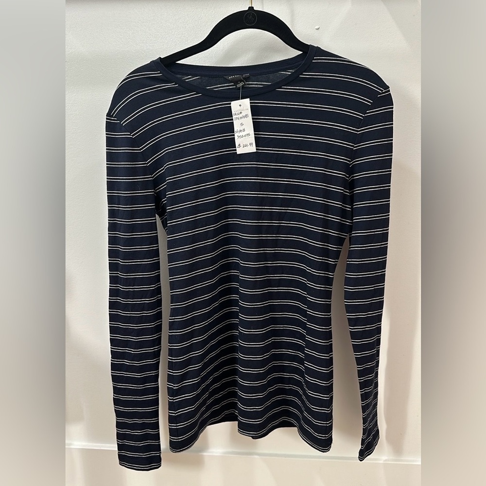 Ann Taylor black and white striped top